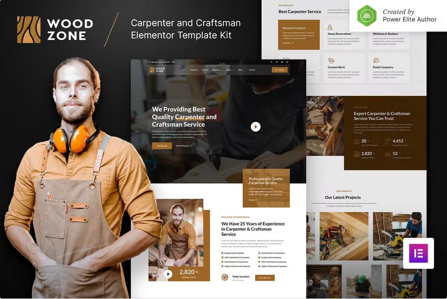 WOODZONE – CARPENTER & CRAFTSMAN ELEMENTOR TEMPLATE KIT